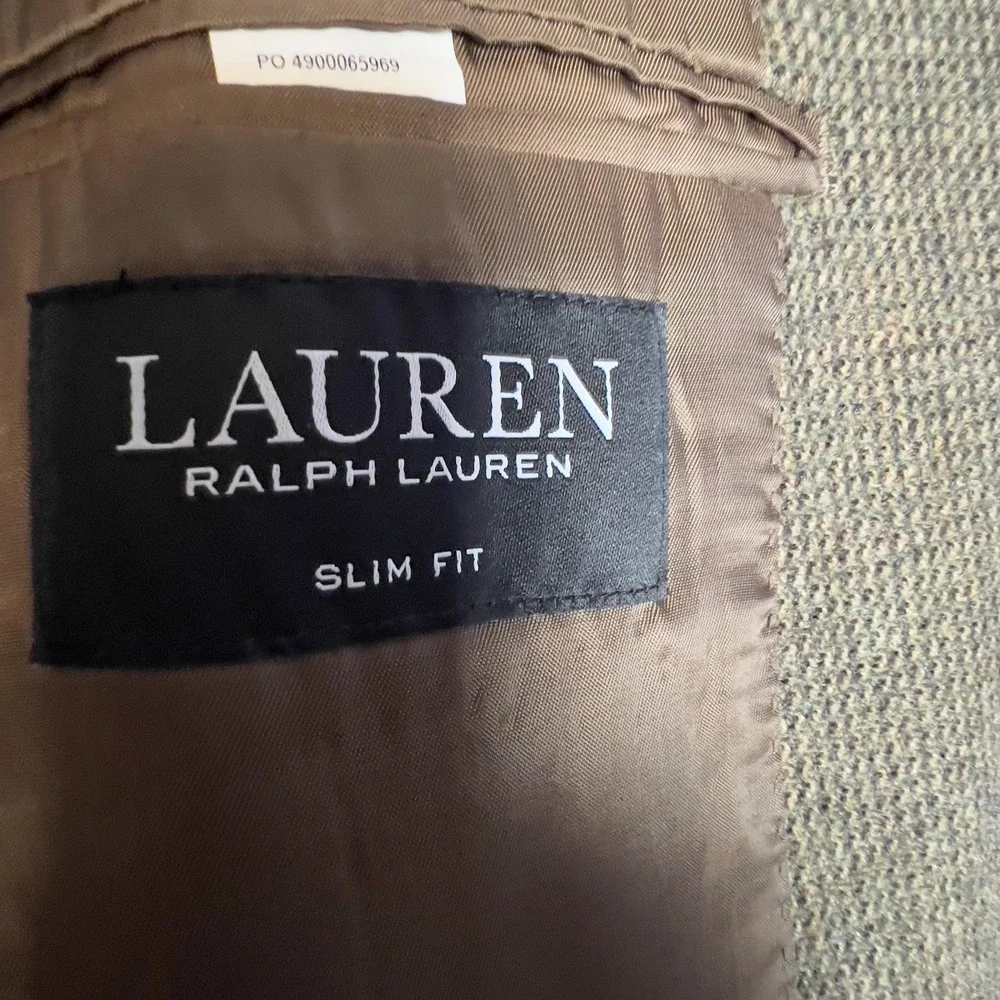Lauren Ralph Lauren Blazer Mens 44L Brown 100%‎ Wool Slim Fit Sport Coat Jacket
